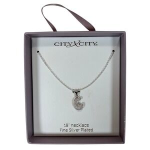 City by City Initial C Pendant Necklace 18 Inch Fine Silver Plated